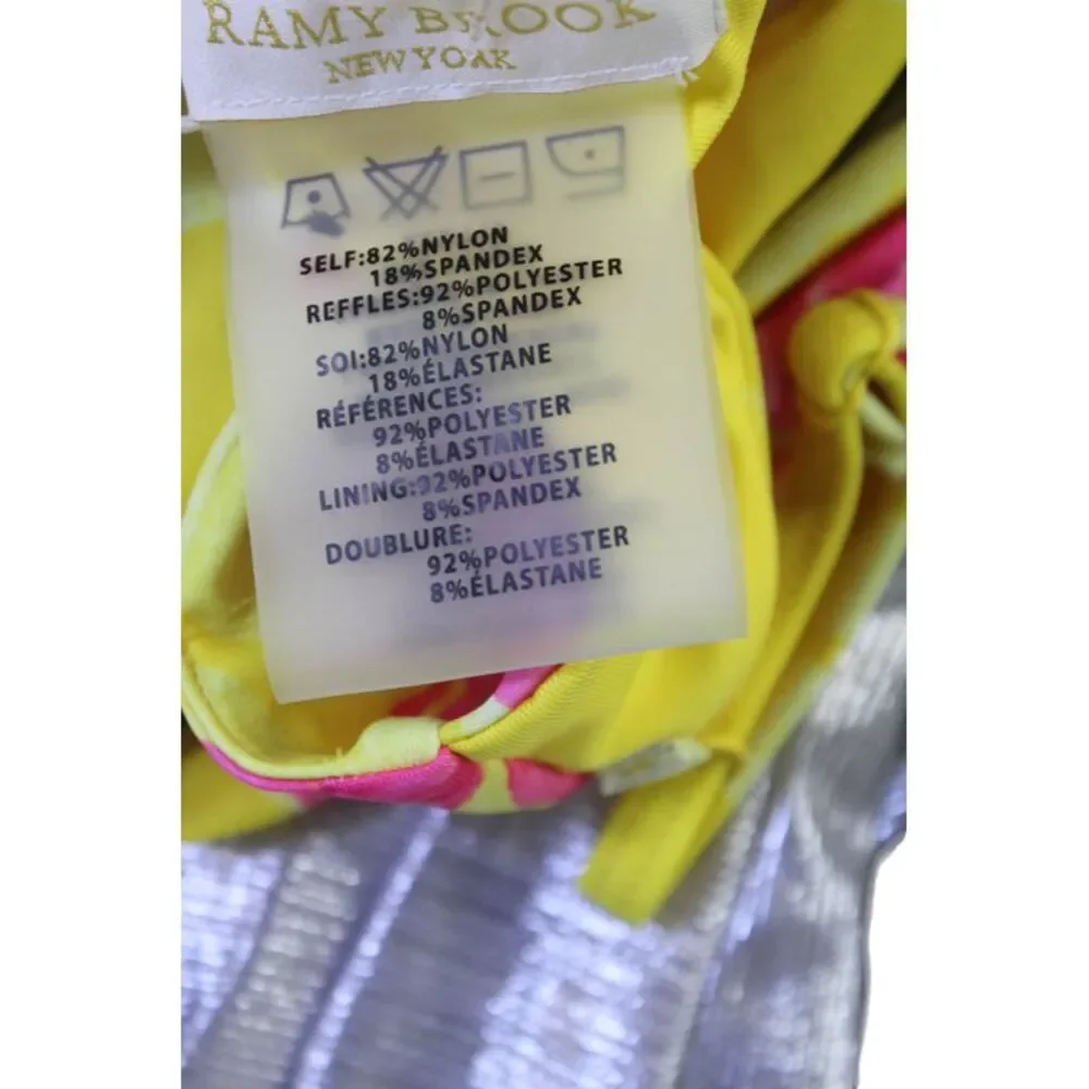 Ramy Brook Womens Swimwear Floral Print Zena Tied Bikini Top Yellow Size 2XS